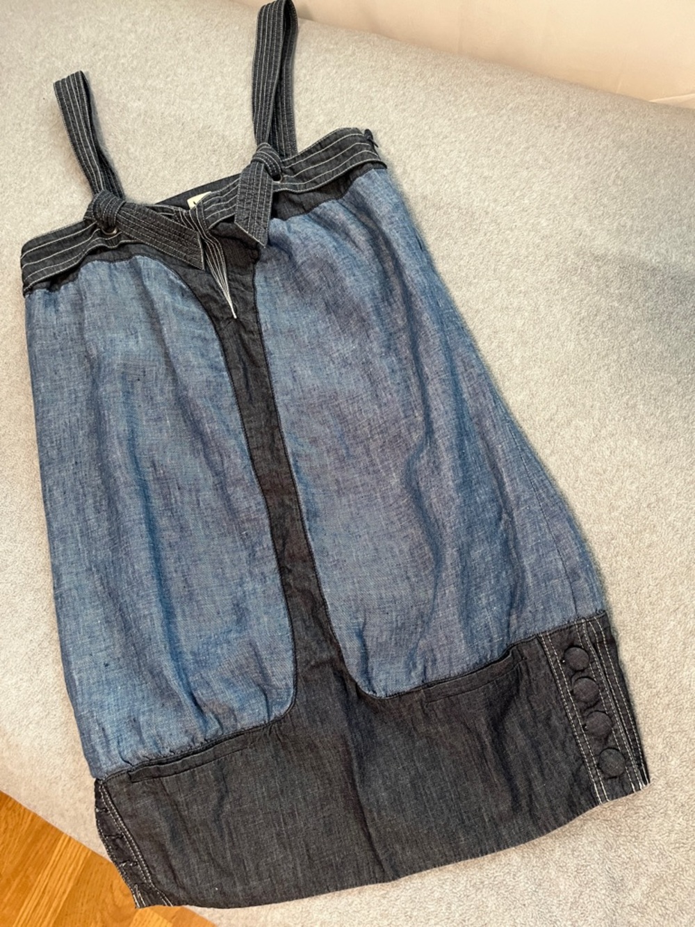 Radcliffe London Denim Chambray Jumper Dress Size 12 Linen Hemp Kawaii Coastal